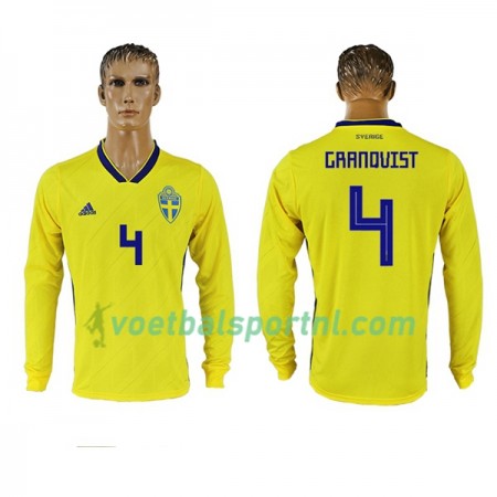 Zweden Granqvist 4 Thuis Shirt WK voetbal 2018 L/S